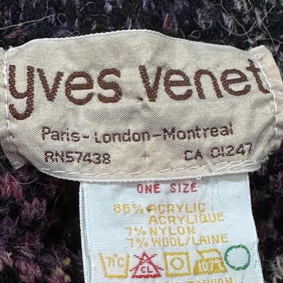 Vintage Yves Venet Cardigan One Size Black Pink Orange Striped Open Front - Picture 6 of 6